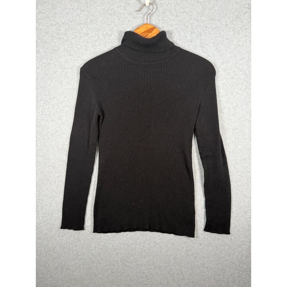 Faded Glory Black Ribbed Turtleneck Sweater Women’s Small S 4/6 3807